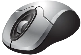 Sleek Silver and Black Ergonomic Computer Mouse Clipart Illustration