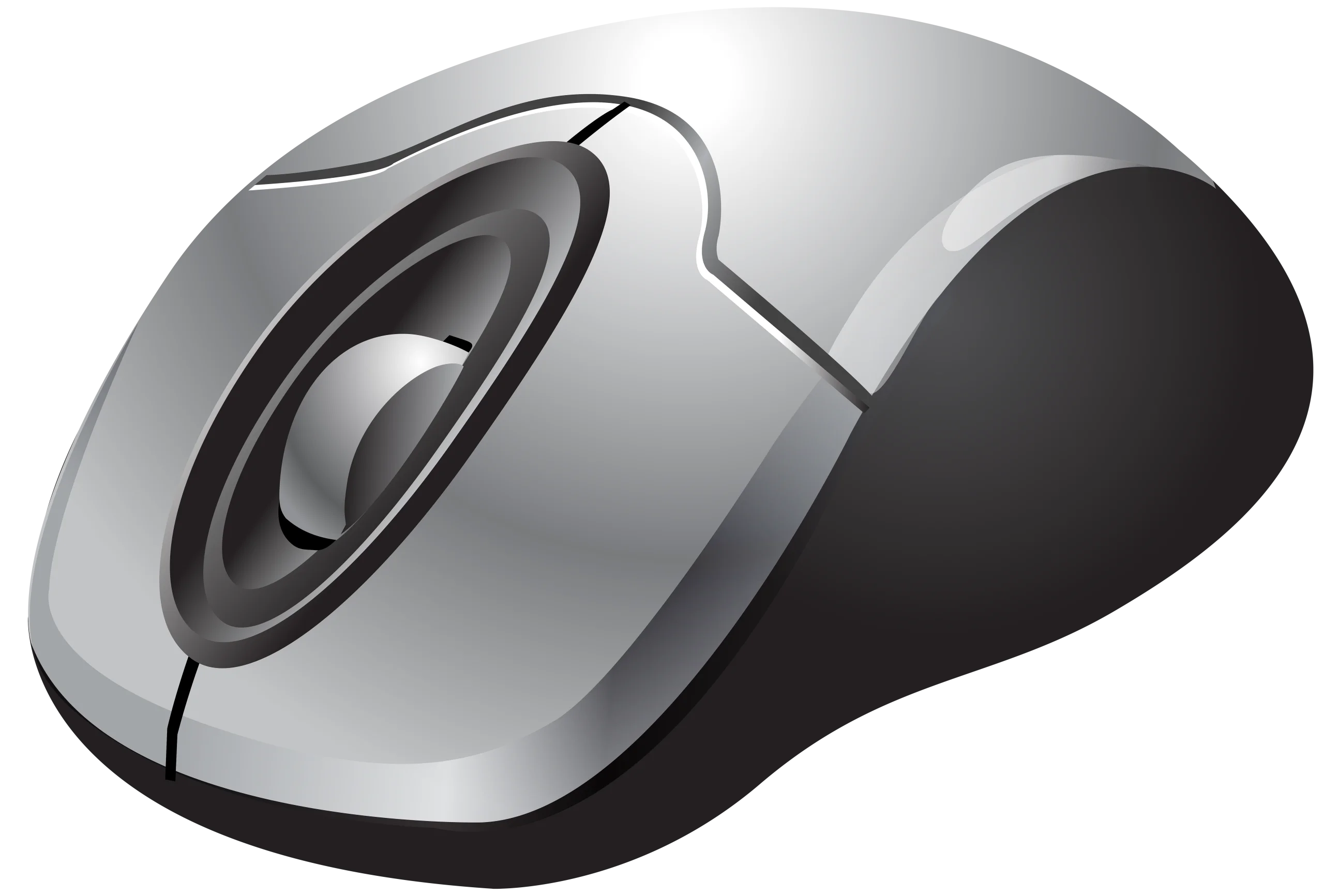 Sleek Silver and Black Ergonomic Computer Mouse Clipart Illustration
