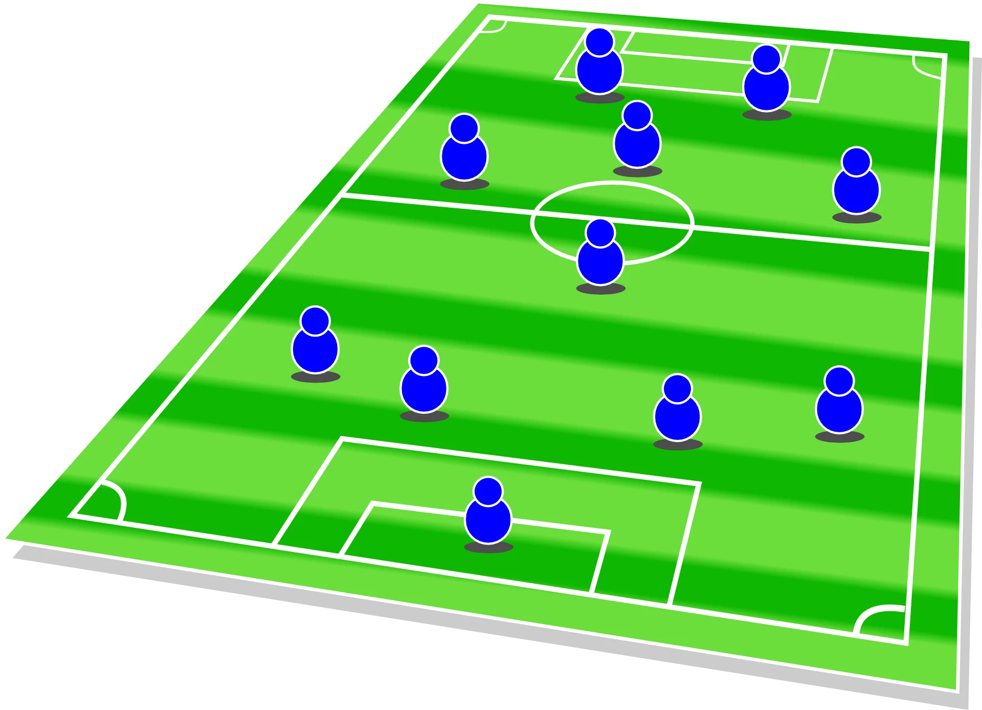 Soccer Tactical Formation Diagram Clipart - Blue Player Positions Strategy
