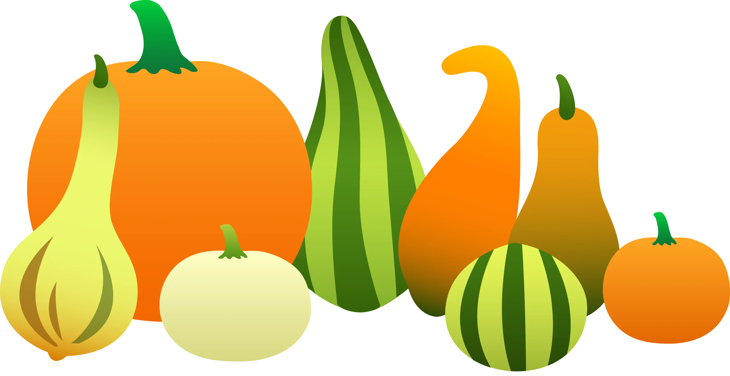 Whimsical Harvest Symphony: Charming Gourd and Pumpkin Clipart Collection