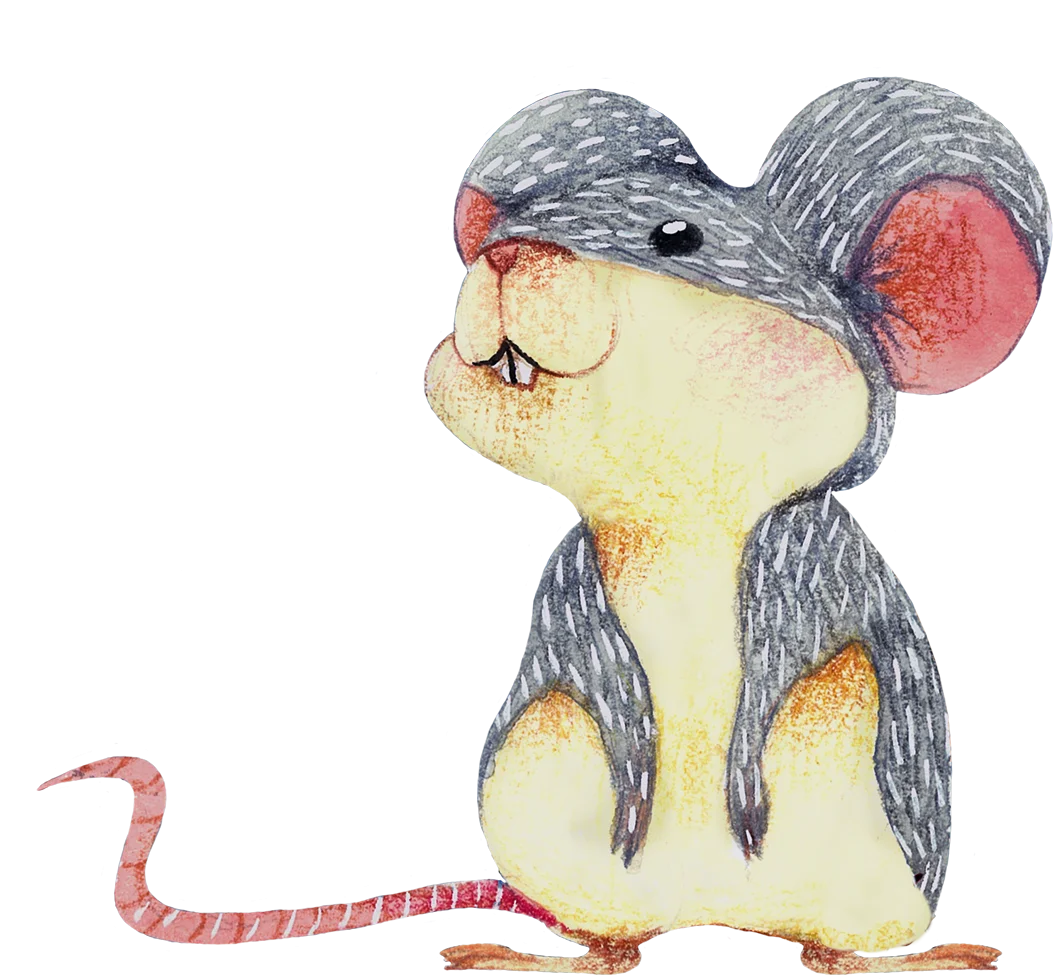 Whimsical Watercolor Gray and Yellow Mouse Clipart with Soft Charm