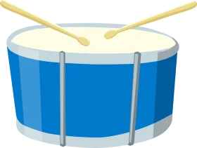 Blue and Silver Percussion Instrument Clipart Illustration with Drumsticks