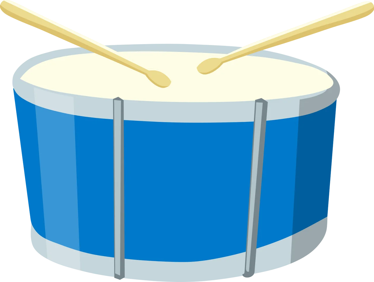 Blue and Silver Percussion Instrument Clipart Illustration with Drumsticks