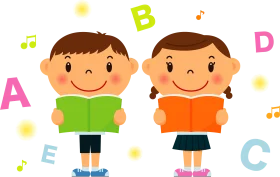 Cheerful Children Learning Alphabet Clipart with Colorful Letters