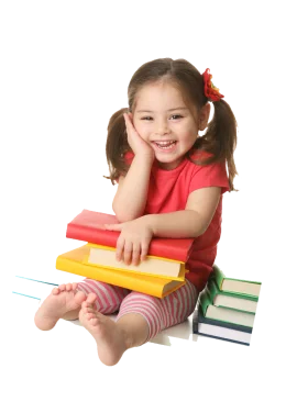 Cheerful Young Student Surrounded by Colorful Books Clipart Learning Illustration