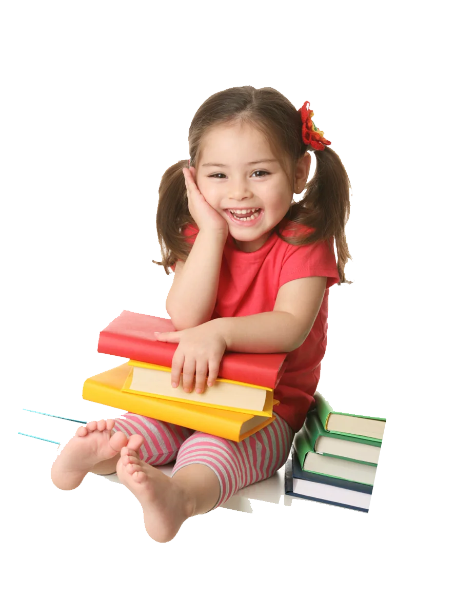 Cheerful Young Student Surrounded by Colorful Books Clipart Learning Illustration