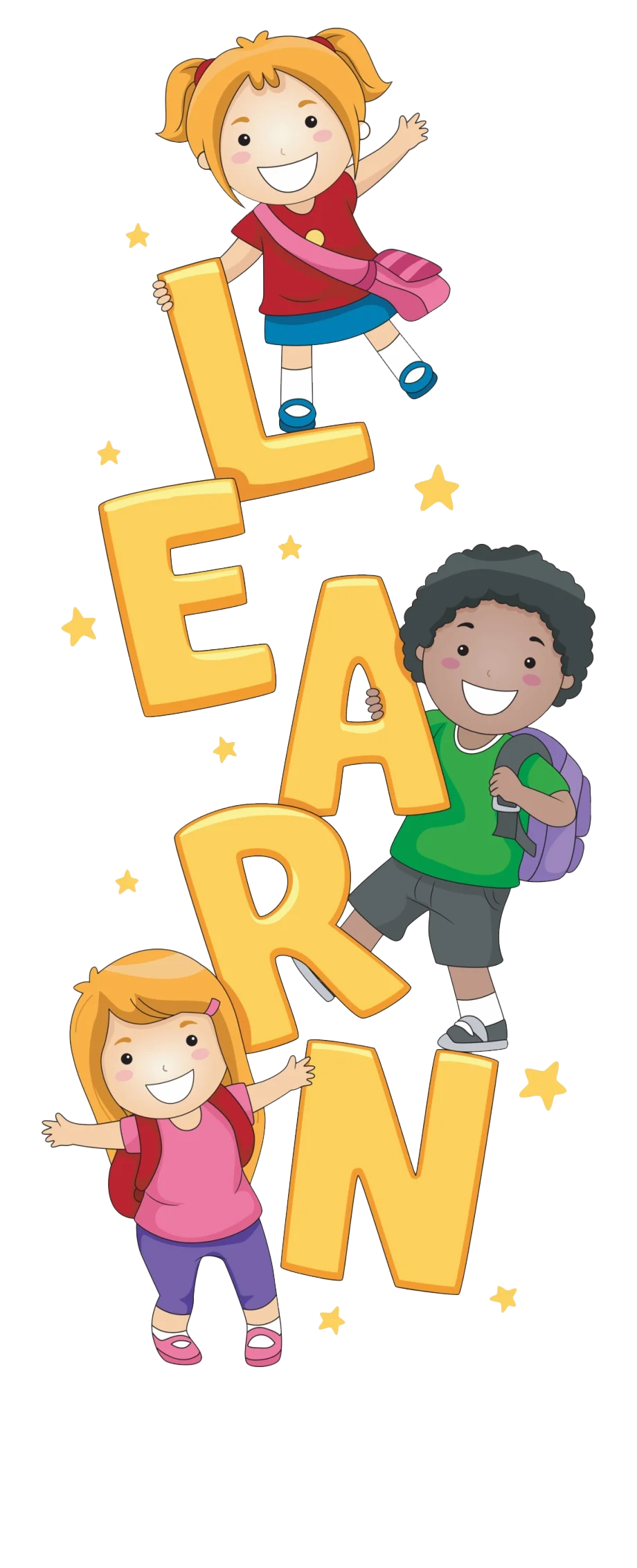 Children Learning Together: Playful Educational Clipart Illustration