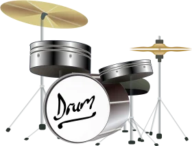 Classic Black and Silver Drum Set Clipart Illustration for Music Enthusiasts