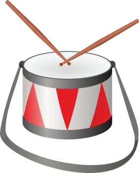 Classic Marching Drum Clipart with Wooden Drumsticks on White Background