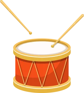 Classic Marching Drum Clipart with Wooden Drumsticks on White Background