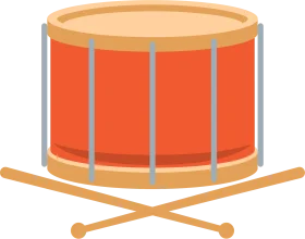 Classic Orange Marching Drum with Wooden Drumsticks Clipart Design