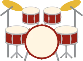 Classic Red and White Acoustic Drum Set Clipart Vector Illustration