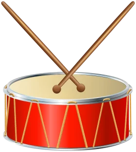 Classic Red Percussion Instrument Clipart with Wooden Drumsticks