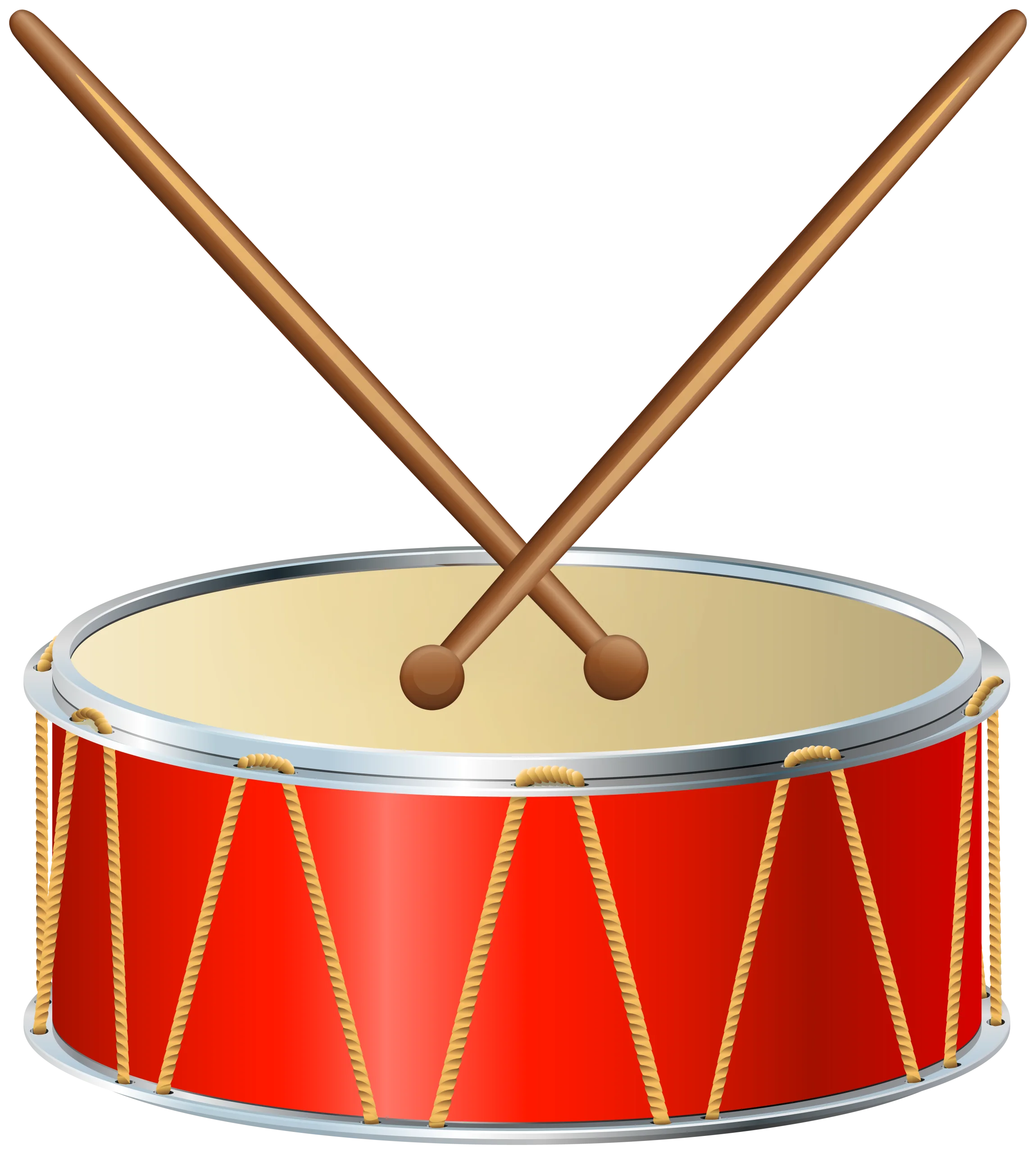 Classic Red Percussion Instrument Clipart with Wooden Drumsticks