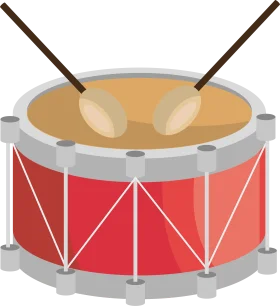 Classic Red Snare Drum Clipart with Wooden Drumsticks and Detailed Design