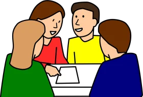 Collaborative Learning Clipart: Students Engaged in Group Study Session