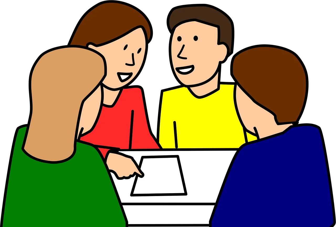 Collaborative Learning Clipart: Students Engaged in Group Study Session