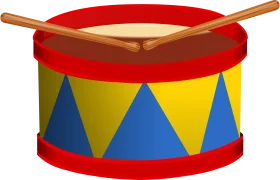 Colorful Musical Percussion Instrument Drum Clipart with Wooden Drumsticks