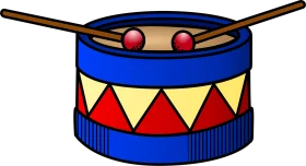 Colorful Percussion Instrument Clipart with Drumsticks and Geometric Pattern