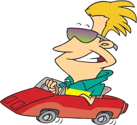 Cool Cartoon Character Cruising in Stylish Red Go-Kart Clipart Adventure