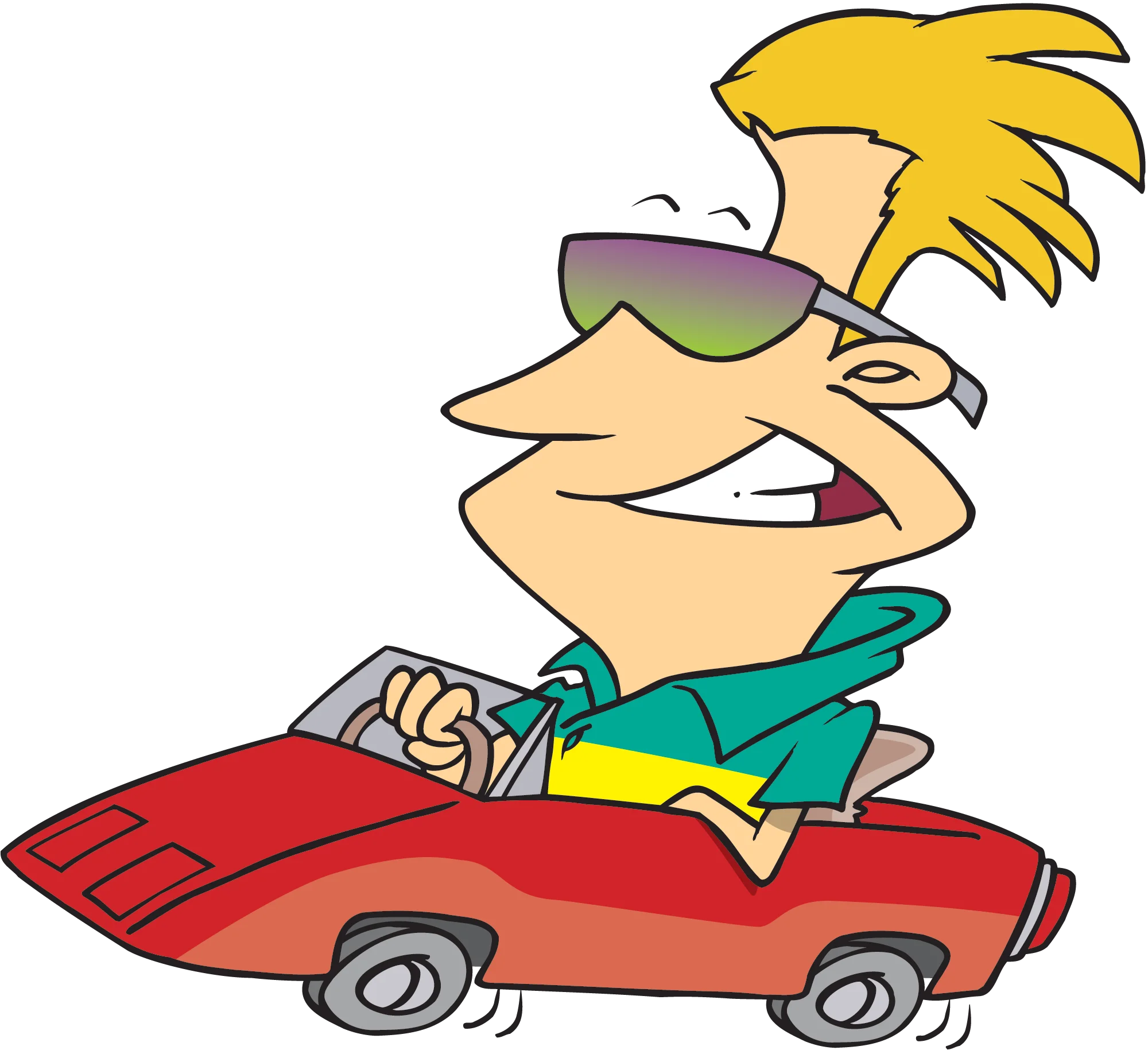 Cool Cartoon Character Cruising in Stylish Red Go-Kart Clipart Adventure