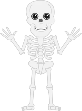 Friendly Cartoon Skeleton Clipart: A Cheerful Bone-Rattling Character Waving Hello