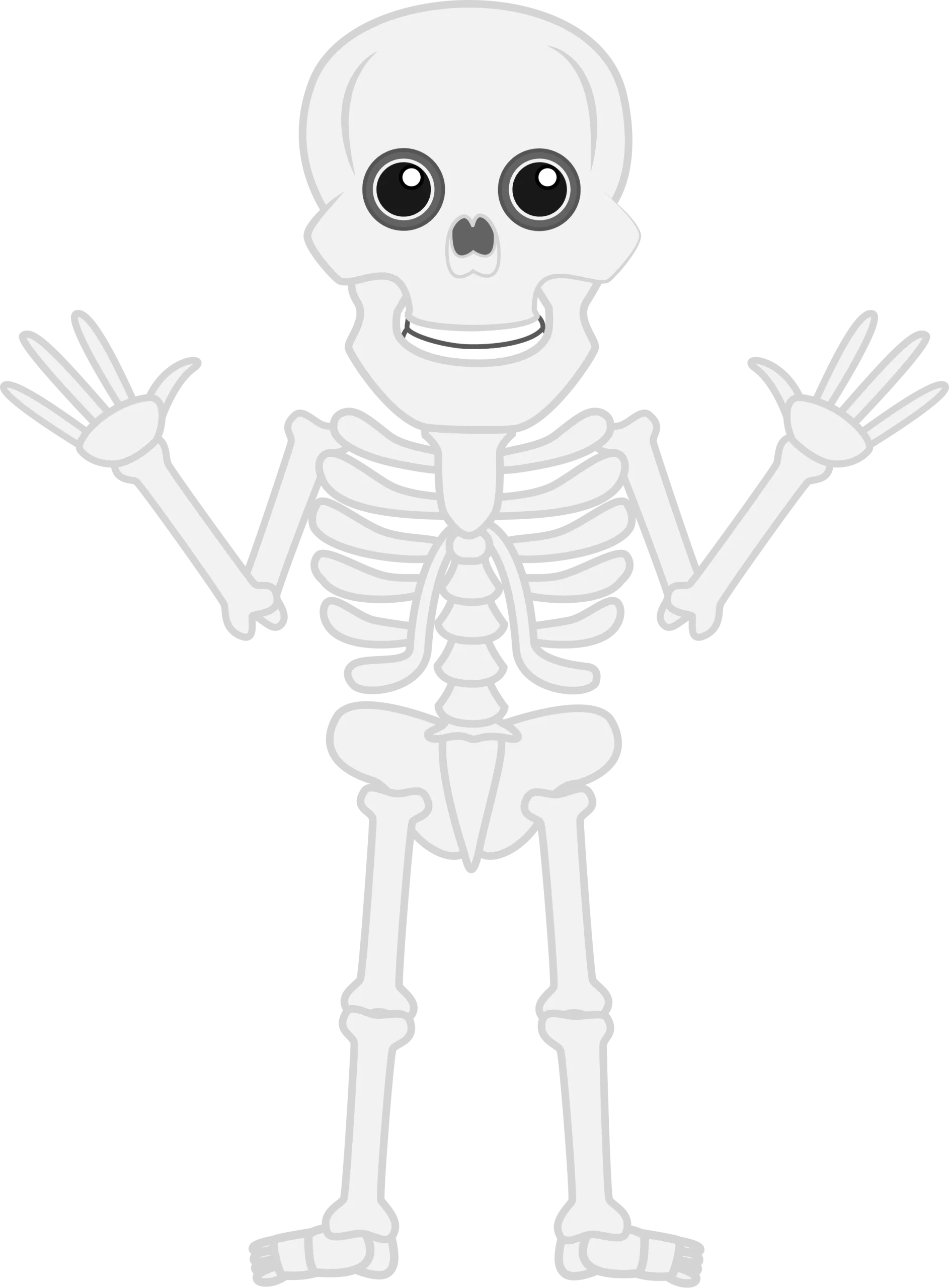 Friendly Cartoon Skeleton Clipart: A Cheerful Bone-Rattling Character Waving Hello