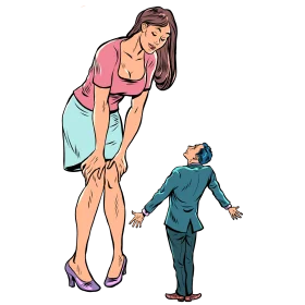 Hilarious Cartoon Clipart Depicting Size Difference and Comical Interaction