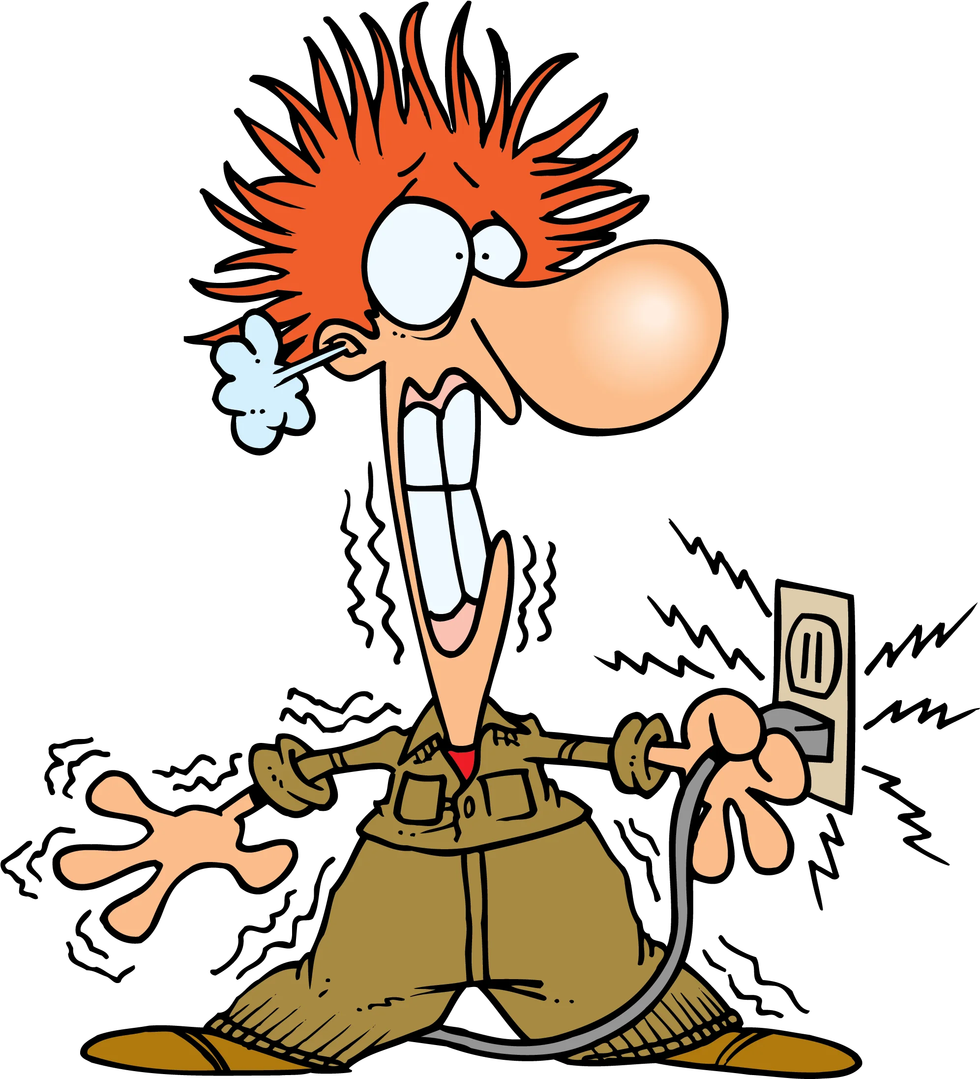 Hilarious Cartoon Clipart of an Electrified Character with Shocking Expression
