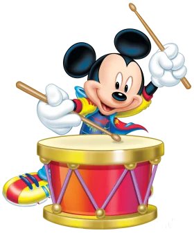 Mickey Mouse Playing Colorful Drum Clipart - Magical Musical Moment