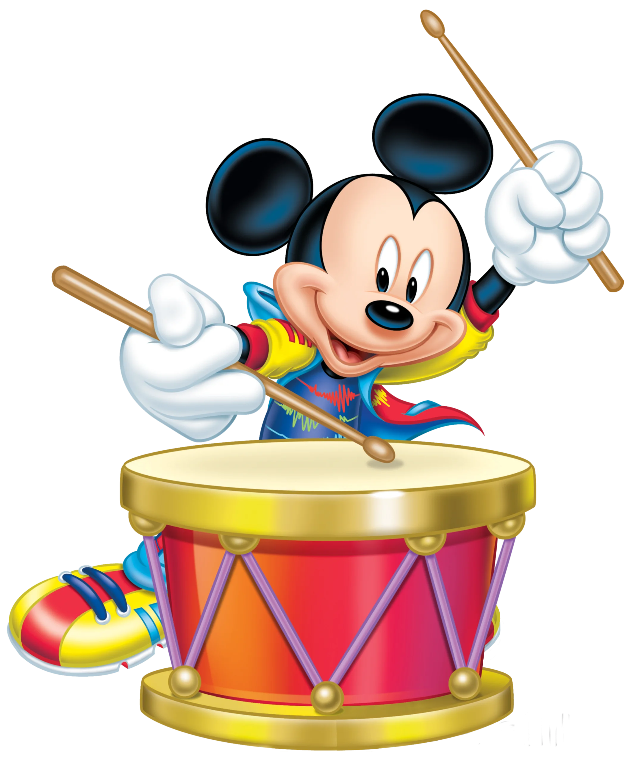 Mickey Mouse Playing Colorful Drum Clipart - Magical Musical Moment