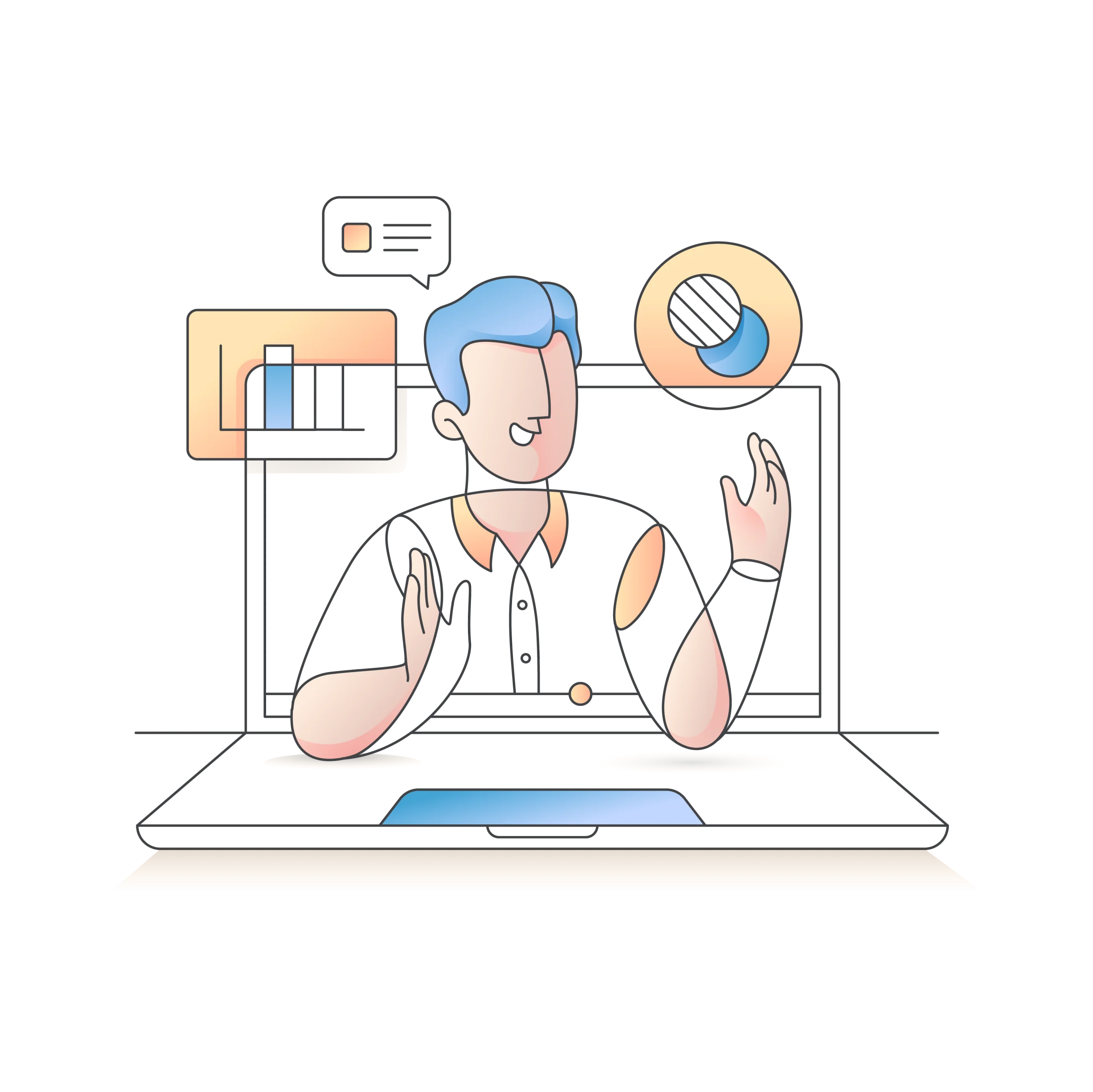 Online Learning Clipart: Engaging Digital Education Illustration Style