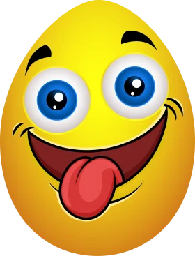 Playful Yellow Egg-Shaped Emoji Clipart with Silly Tongue-Out Expression