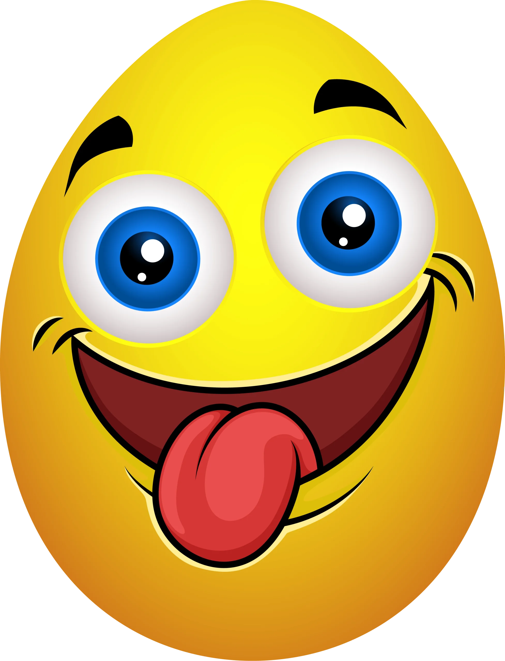 Playful Yellow Egg-Shaped Emoji Clipart with Silly Tongue-Out Expression