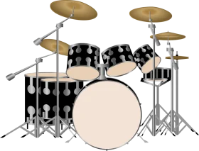 Professional Five-Piece Acoustic Drum Set Clipart with Cymbals and Hardware