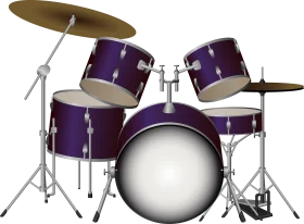 Professional Purple Acoustic Drum Set Musical Instrument Clipart Design