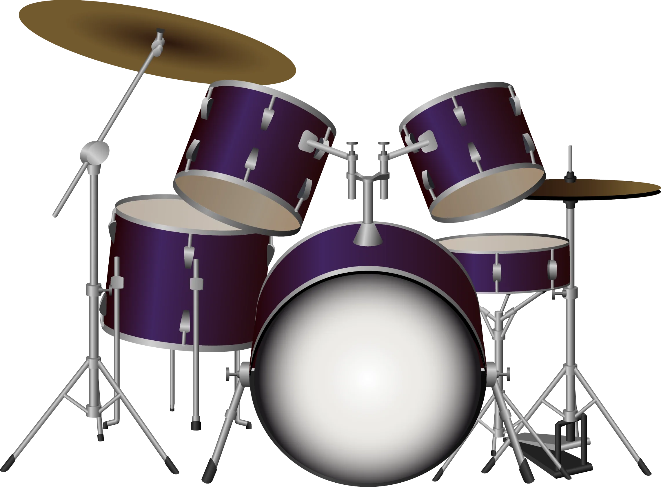 Professional Purple Acoustic Drum Set Musical Instrument Clipart Design