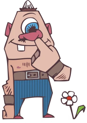 Quirky One-Eyed Cartoon Character Clipart with Playful Geometric Style