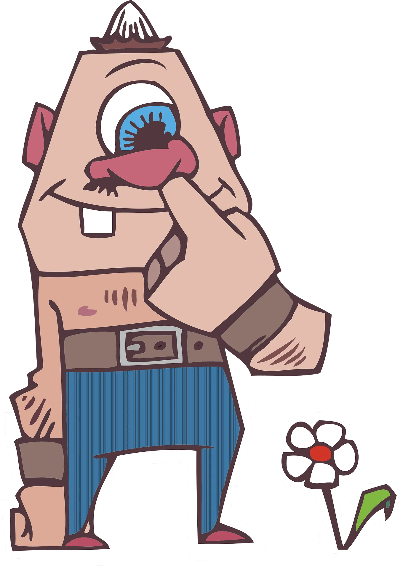 Quirky One-Eyed Cartoon Character Clipart with Playful Geometric Style