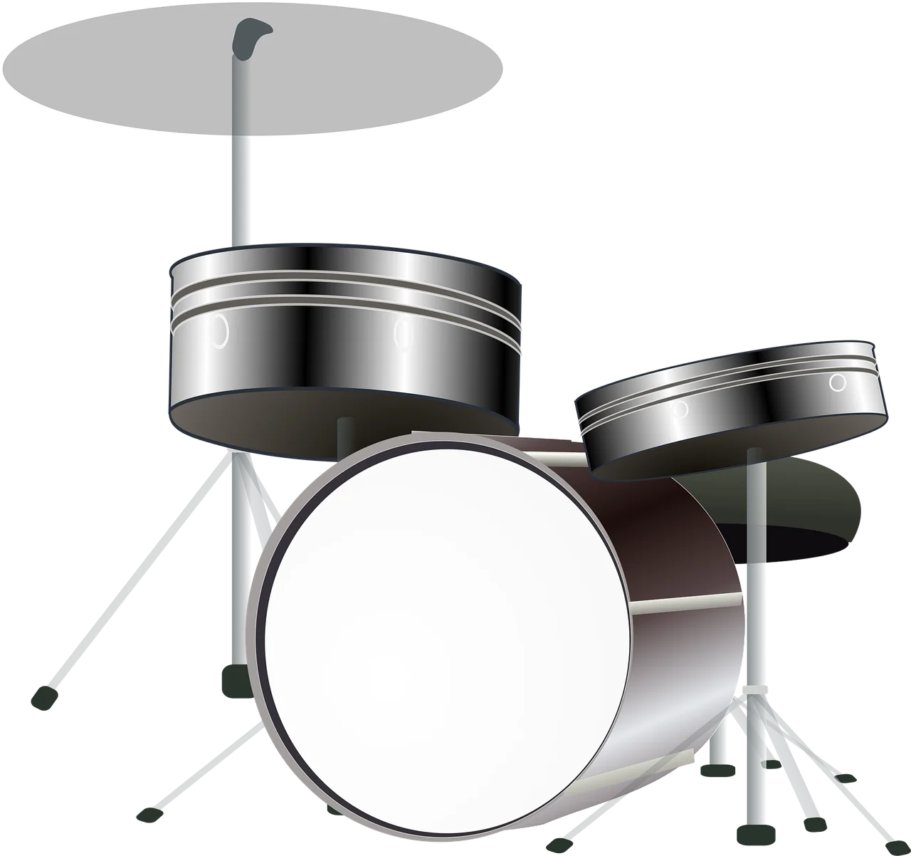 Sleek Monochrome Minimalist Drum Set Clipart Design for Music Graphics