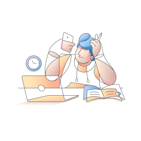Stressed Student Learning Online: A Playful Clipart Illustration of Digital Education Challenges