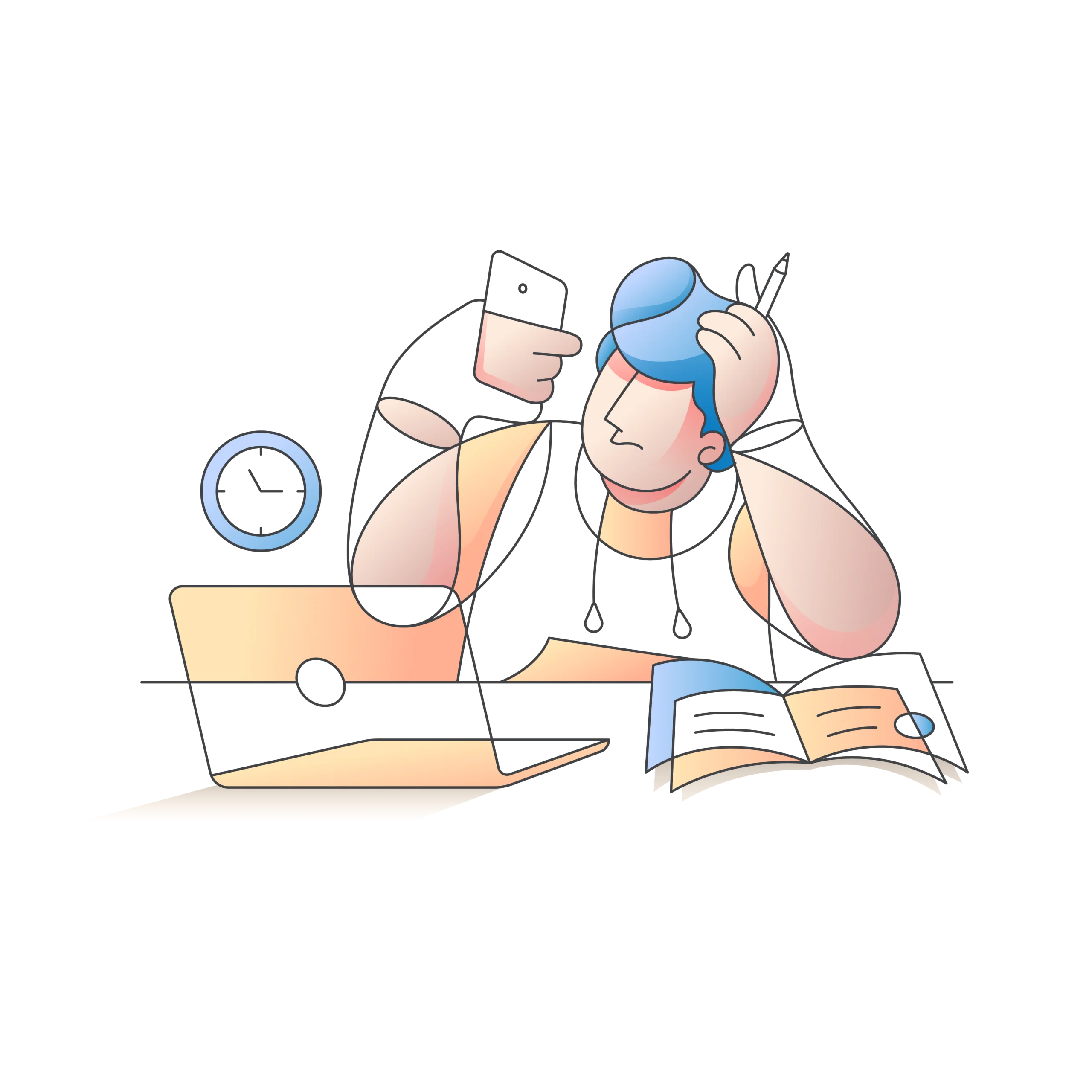 Stressed Student Learning Online: A Playful Clipart Illustration of Digital Education Challenges