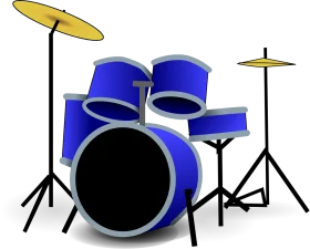 Stylish Blue Acoustic Drum Set Clipart with Cymbals on Sturdy Stands