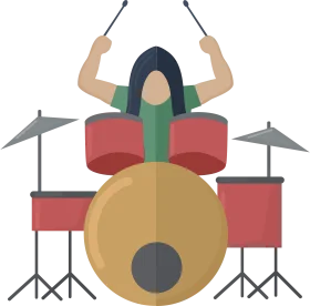 Stylized Minimalist Drummer Clipart Illustration with Geometric Design