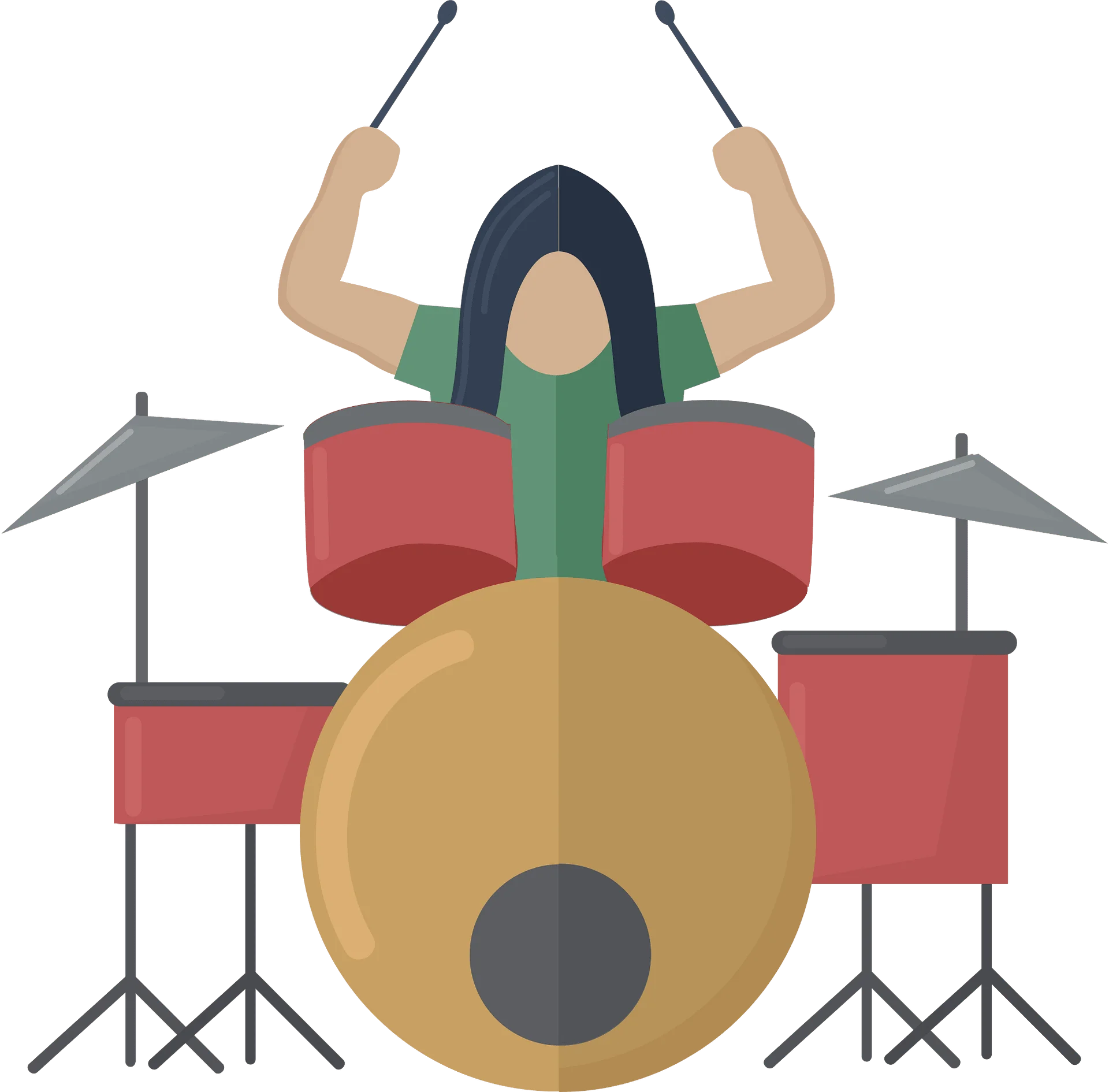 Stylized Minimalist Drummer Clipart Illustration with Geometric Design