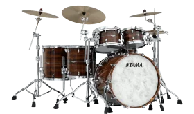 Vintage Wooden Tama Drum Set Clipart with Warm Wood Grain Texture