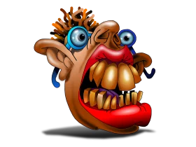 Wacky Toothy Cartoon Character Clipart with Exaggerated Facial Features