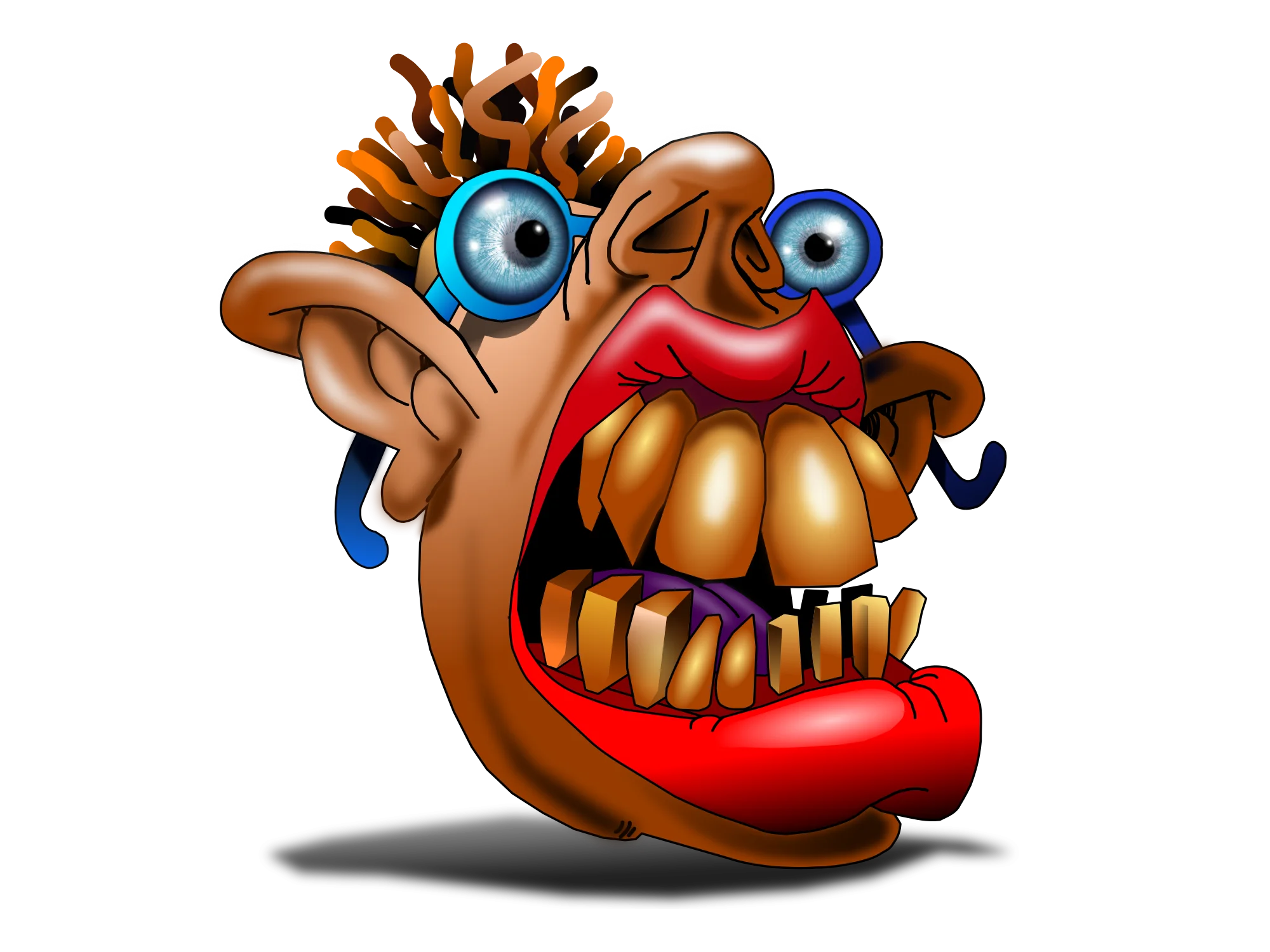 Wacky Toothy Cartoon Character Clipart with Exaggerated Facial Features