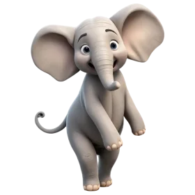 Adorable Cartoon Elephant Clipart with Charming Big-Eared Design