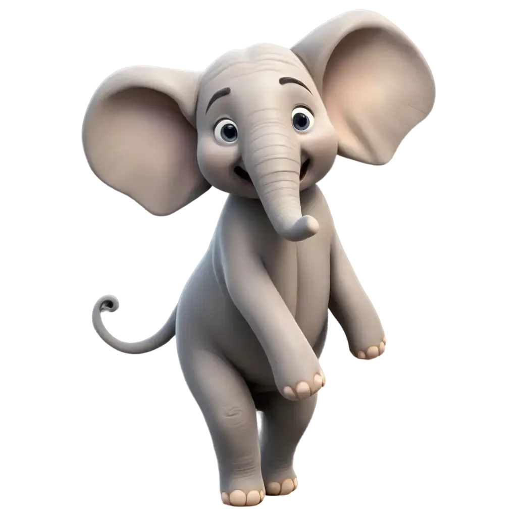 Adorable Cartoon Elephant Clipart with Charming Big-Eared Design
